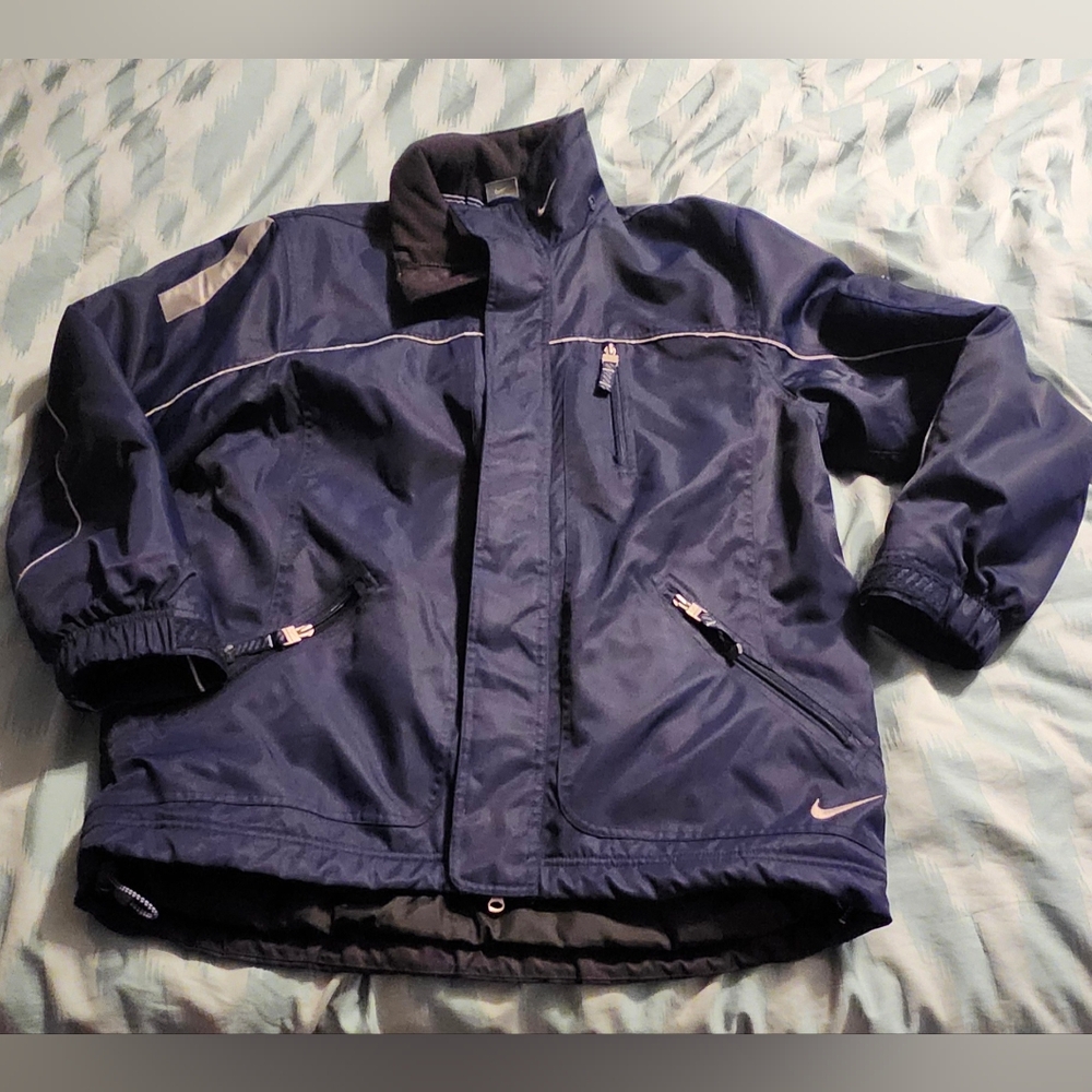 Vintage Y2K Nike Jacket Men's Small Full Zip Up Winter Lined Reflective No Hood